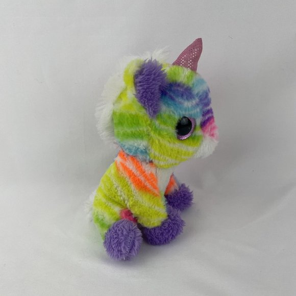 MTY International Unicorn 8” Plush Pastel Rainbow Pink Glitter Eyes Stuffed Toy - Picture 8 of 8